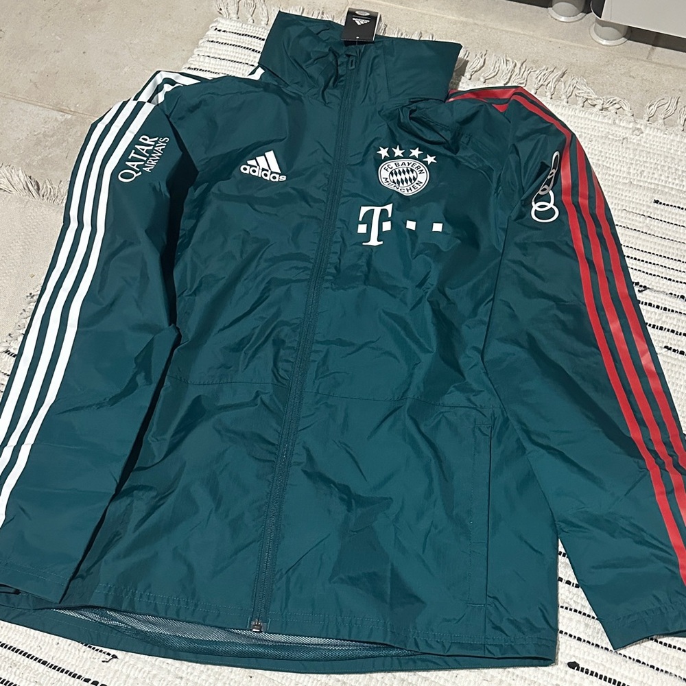 Adidas Teal Jacket with Red and White Accents